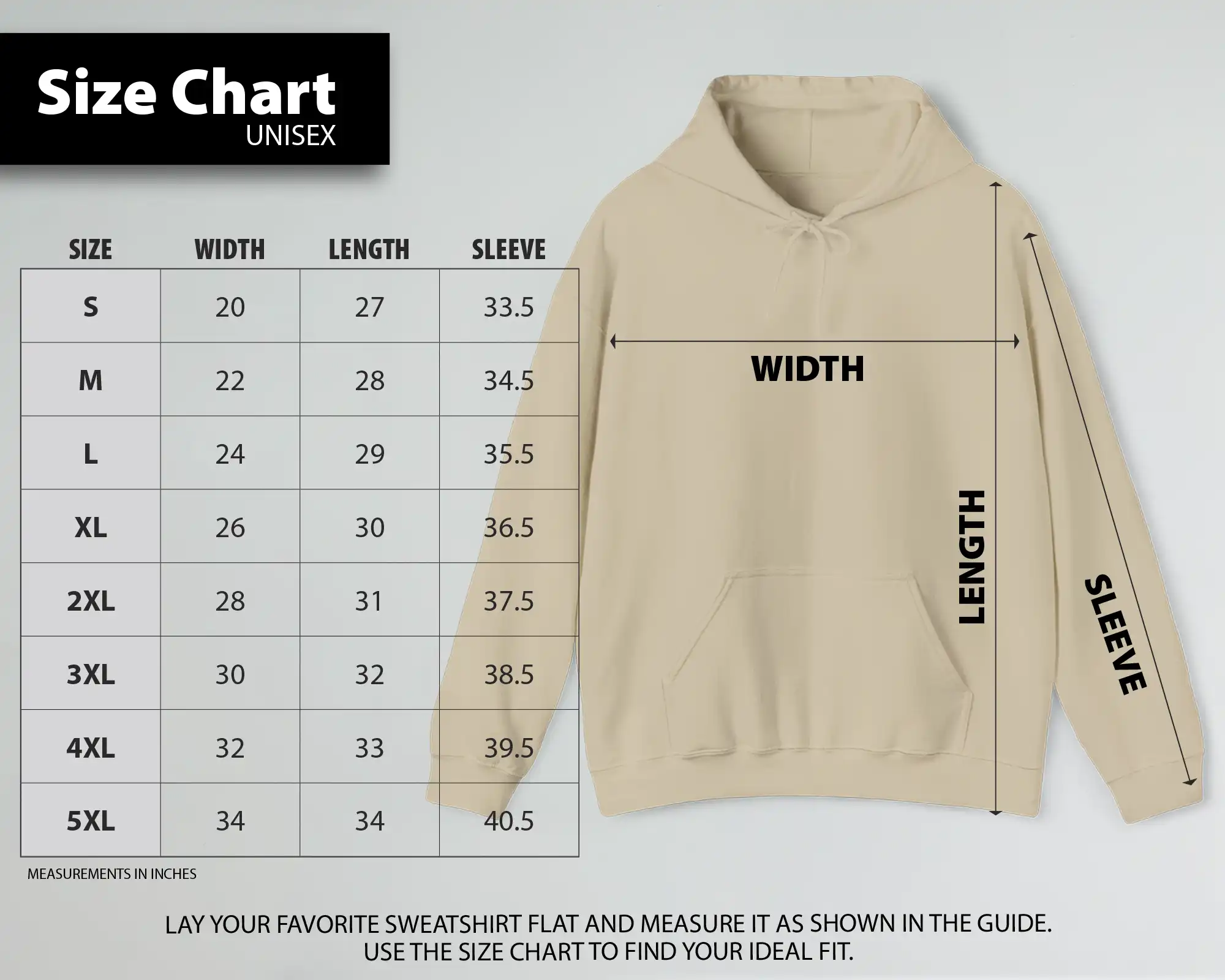 Hoodie Size Chart