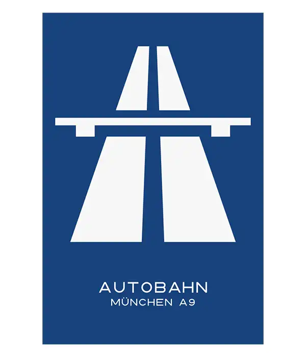 German Autobahn Road Sign Print