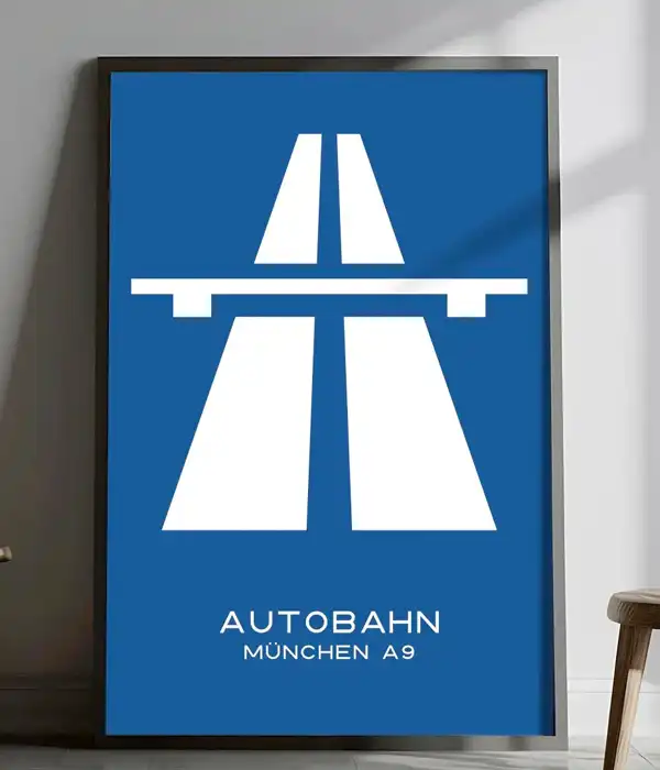 German Autobahn Road Sign Print