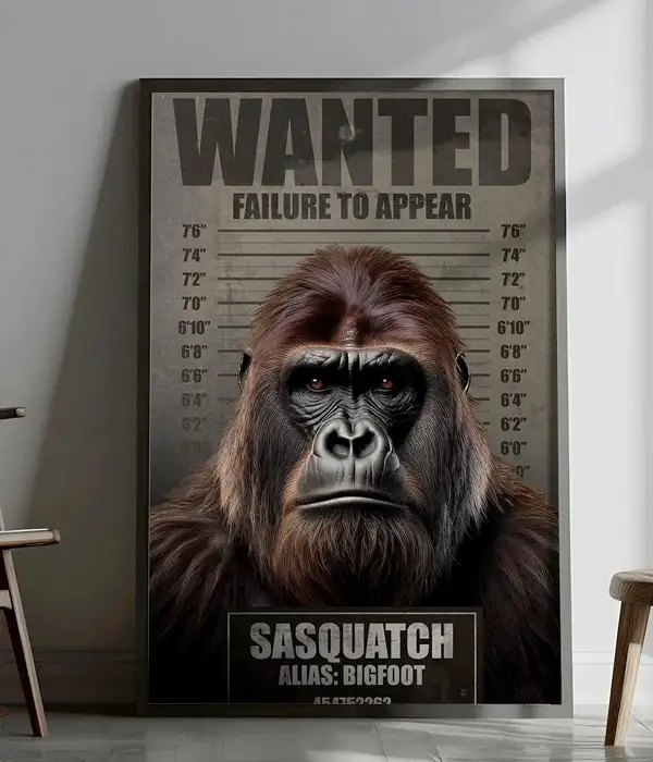 Bigfoot Sasquatch Mugshot Poster Print