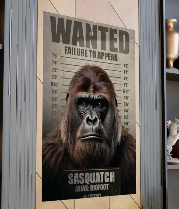 Bigfoot Sasquatch Mugshot Poster Print