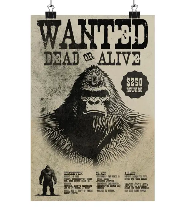 Vintage Bigfoot Sasquatch Poster Print