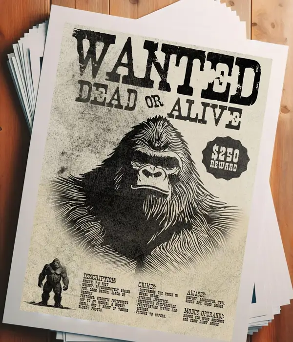 Vintage Bigfoot Sasquatch Poster Print