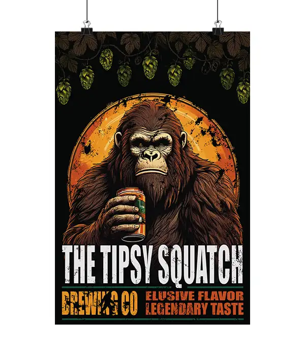 Tipsy Sasquatch Beer Poster Print