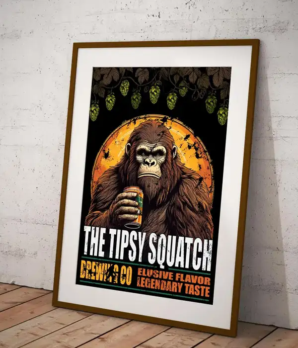 Tipsy Sasquatch Beer Poster Print