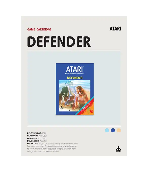 Defender Atari 2600 Poster Digital Download