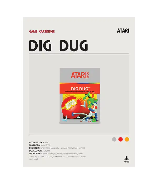 Dig Dug Atari 2600 Poster Digital Download