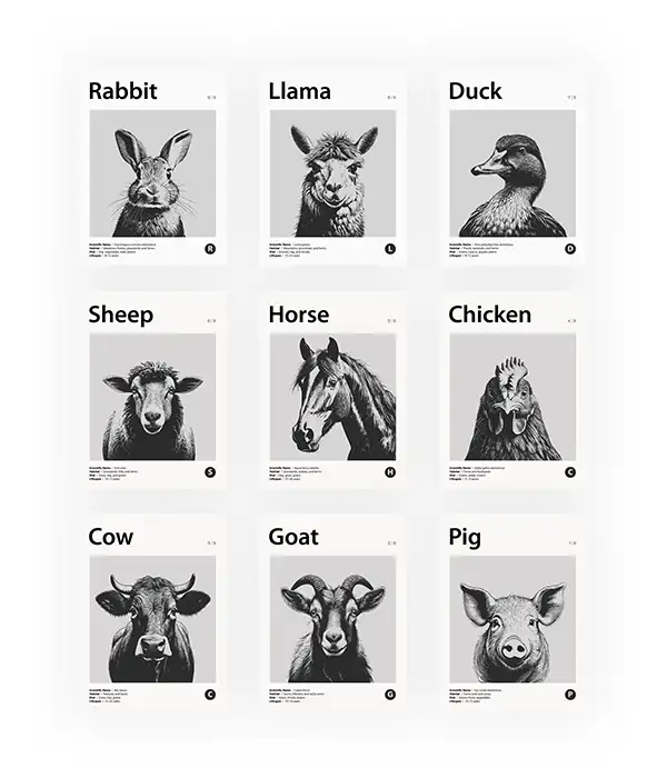 Farm Animal Poster Bundle Digital Download