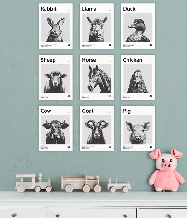 Farm Animal Poster Bundle Digital Download
