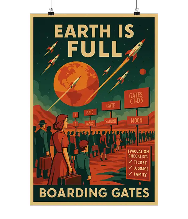 Retro Earth is Full Poster Print