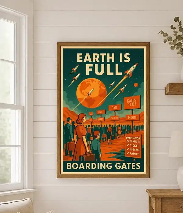 Retro Earth is Full Poster Print