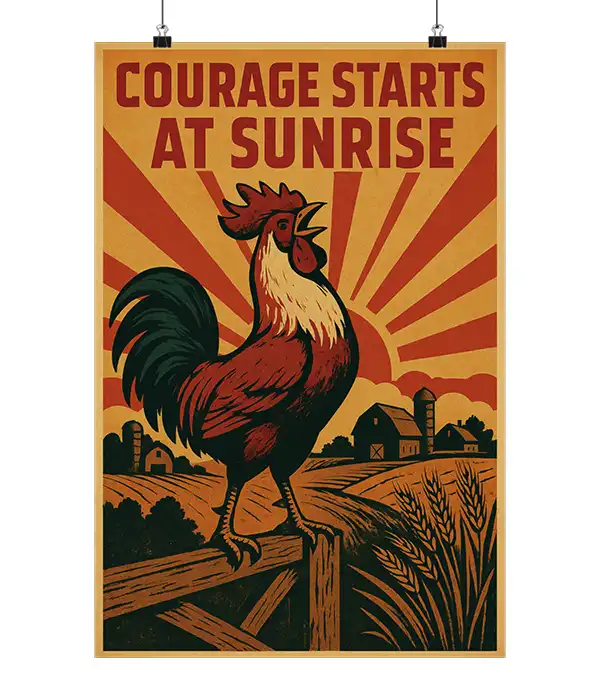 Vintage Rooster Midcentury Poster Print