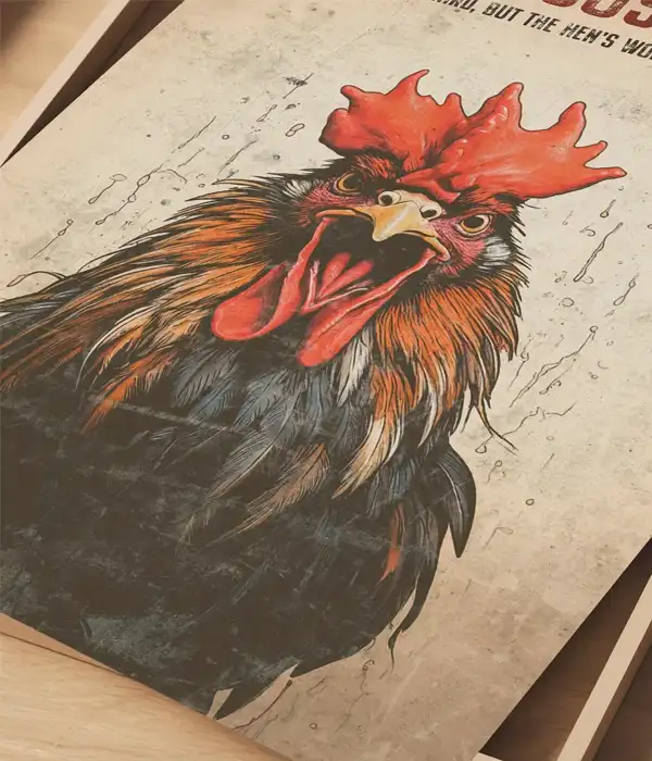 Rustic Rooster Wall Art Poster Print