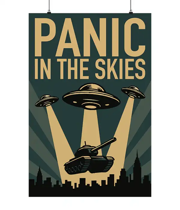 Retro Alien UFO Invasion Poster Print