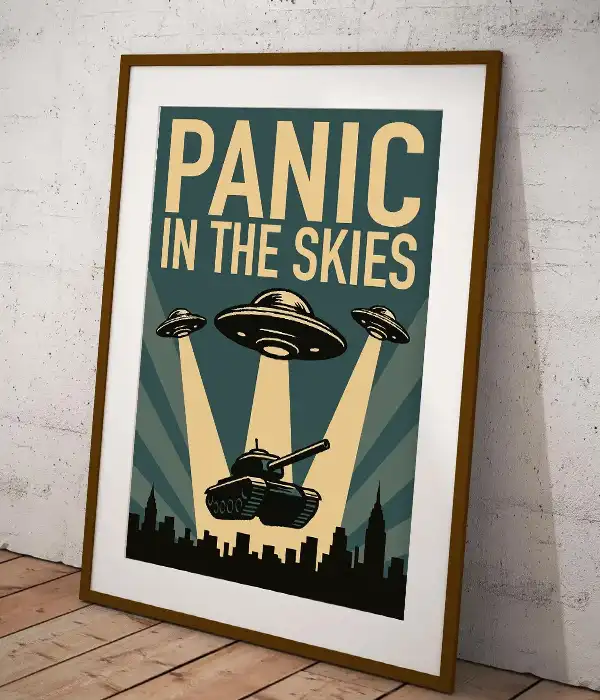 Retro Alien UFO Invasion Poster Print