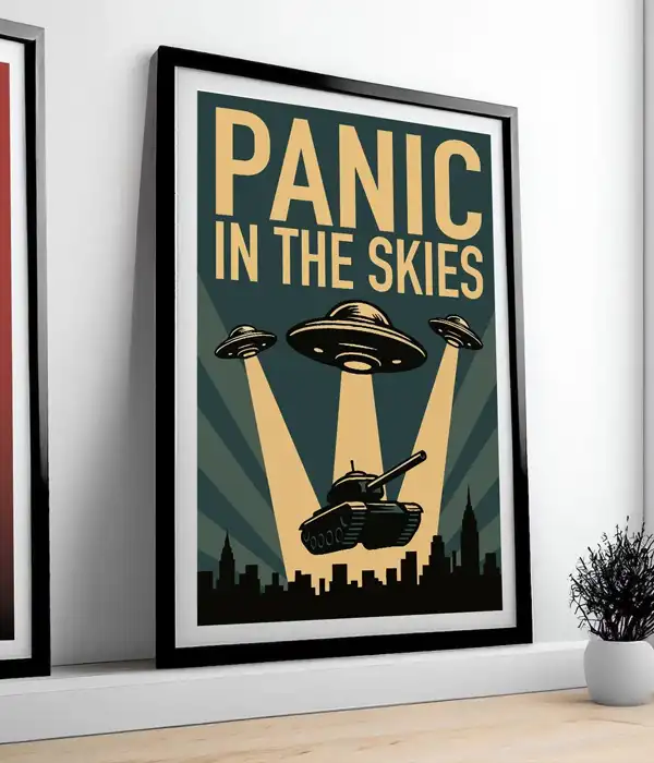 Retro Alien UFO Invasion Poster Print