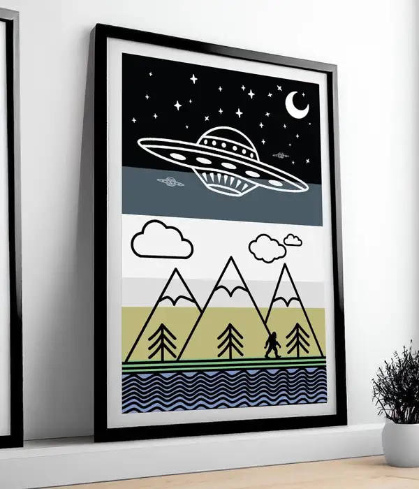 UFO Bigfoot PNW Poster Print