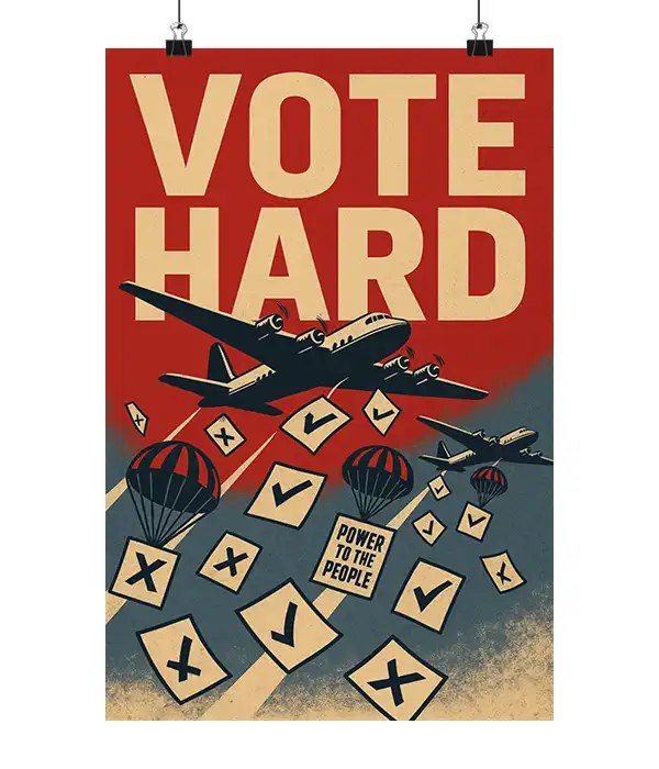 Vintage Vote Hard Propaganda Poster Print