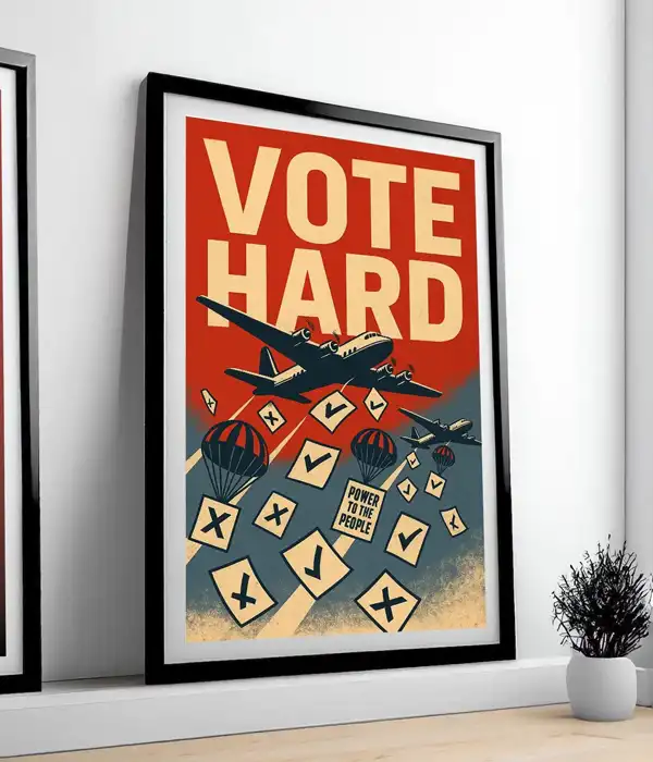 Vintage Vote Hard Propaganda Poster Print