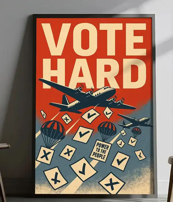 Vintage Vote Hard Propaganda Poster Print