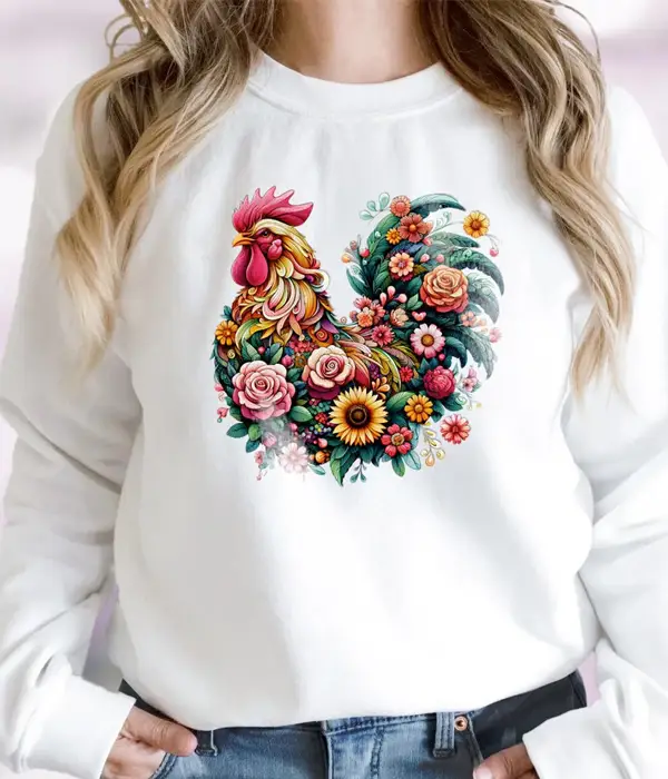 Country Floral Rooster Sweatshirt