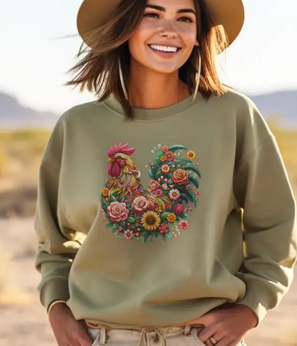 Country Floral Rooster Sweatshirt