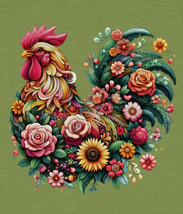 Floral Rooster Graphic T-Shirt